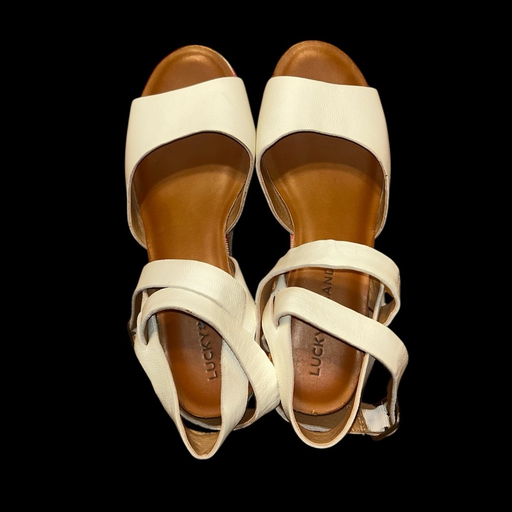 Lucky Brand Ginny Milk Rivington Espadrille Wedge Sandal with Stripes - Picture 5 of 13